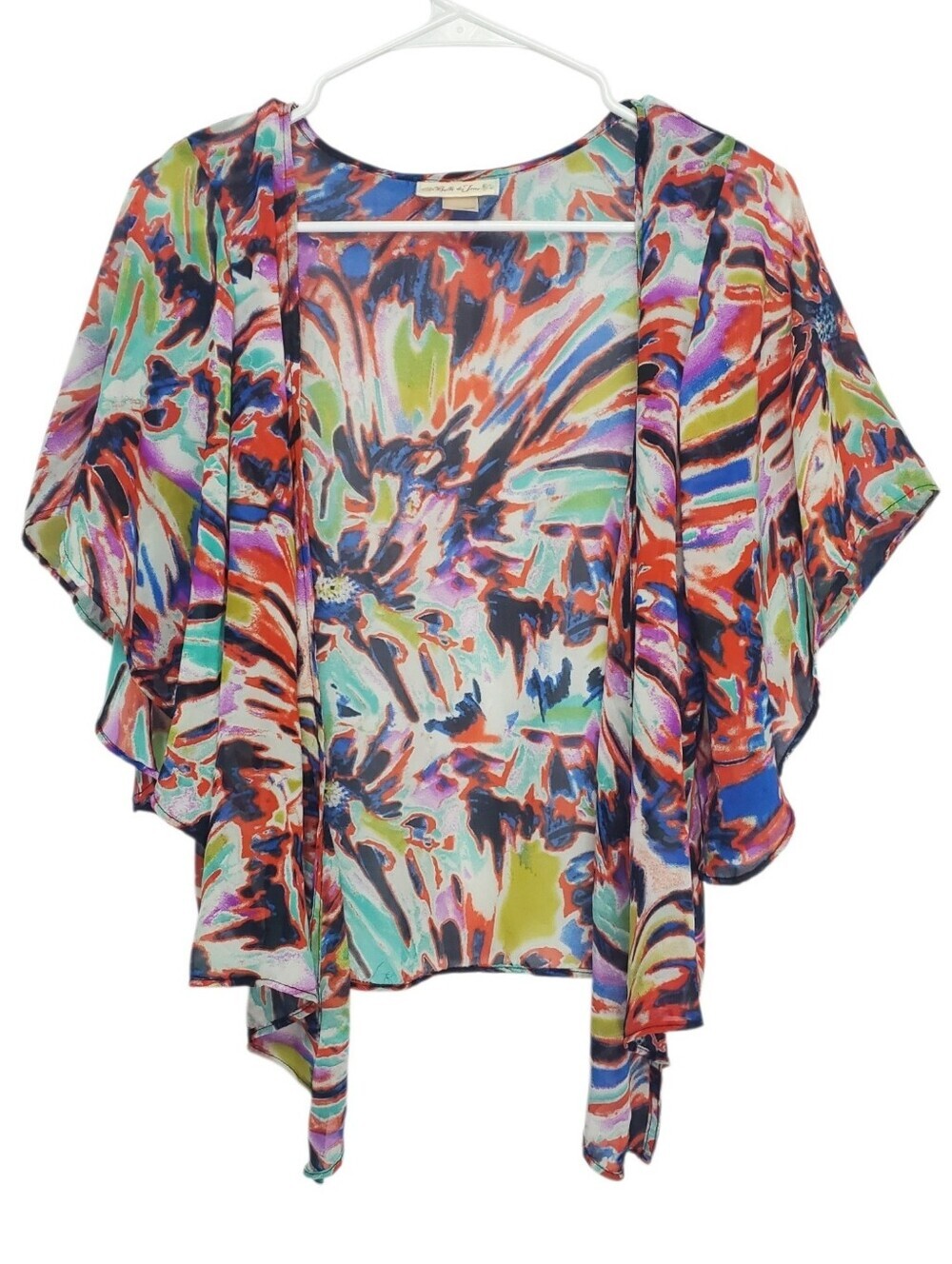 1001 * Belle Du Jour Sheer Waterfall Open Front Shrug Multicolor Size S